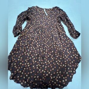 Uncle Frank Dress  Brown Polka Dot Pockets Baby Doll Women Size S